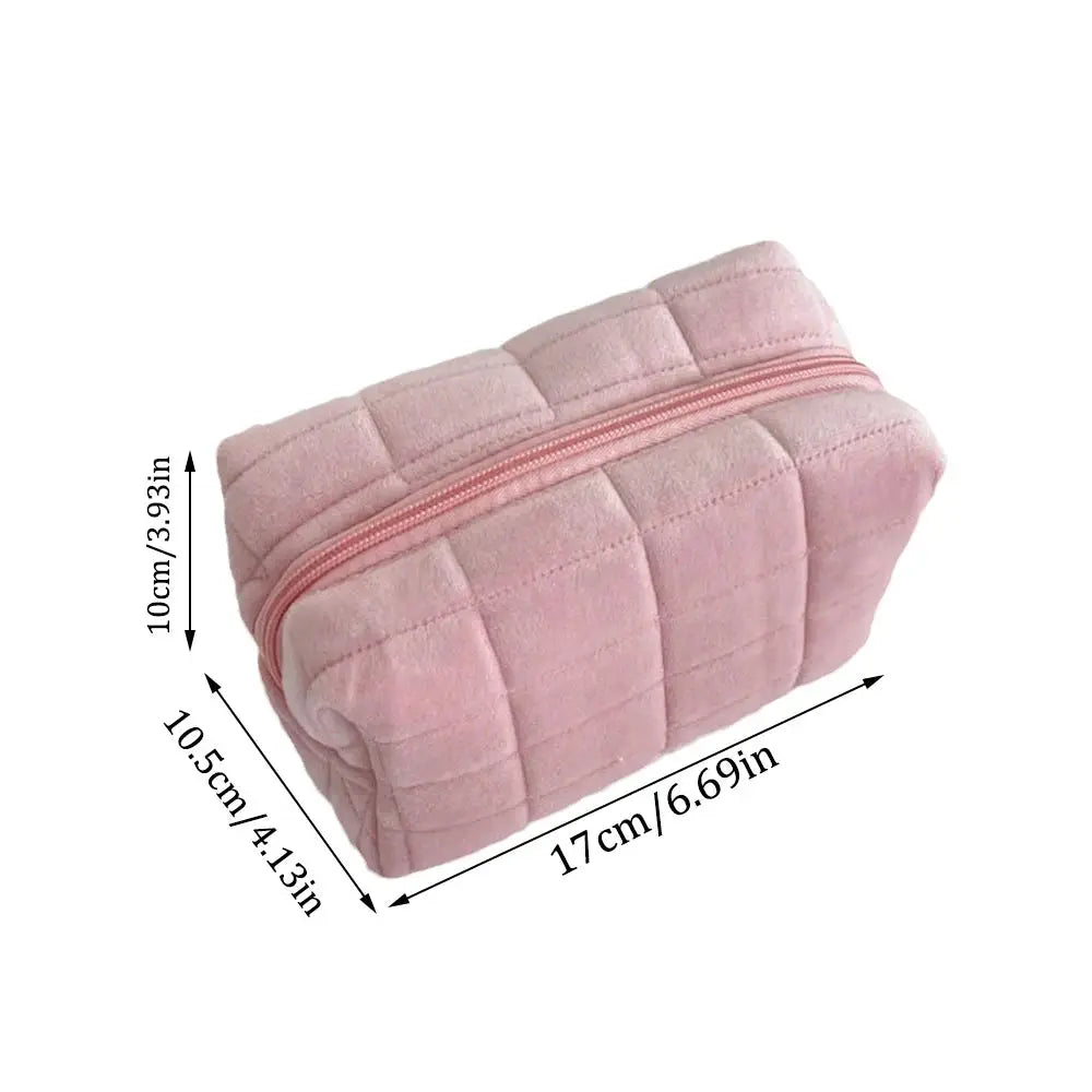 VelvetNest Plush Makeup Bag Soft Velvet Material Barrel Shaped Portable Travel Cosmetic Storage Organizer