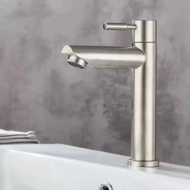 Basin faucet Simples Market, 304 stainless steel, single cold, deck-mounted, silver finish