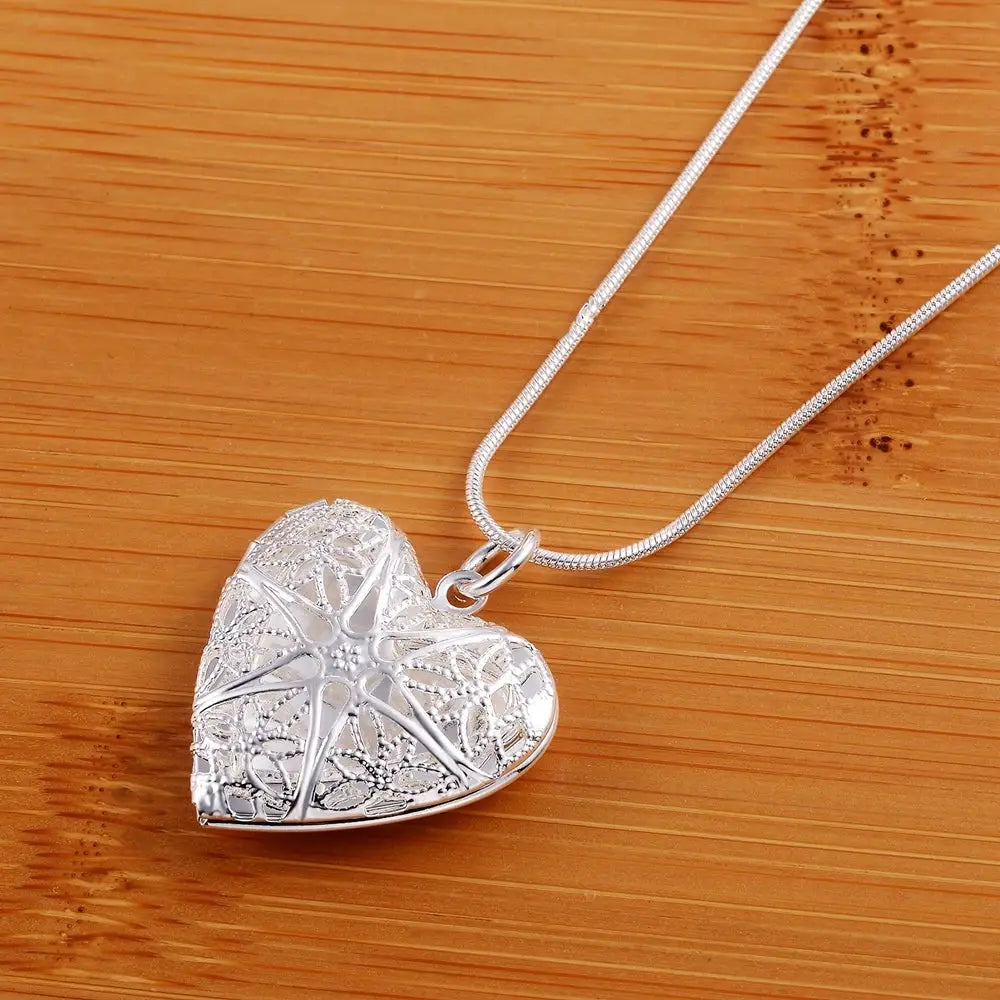 925 Sterling Silver Photo Frame Pendant Necklace With Snake Chain For Women 18 To 24 Inch Adjustable Length Jewelry