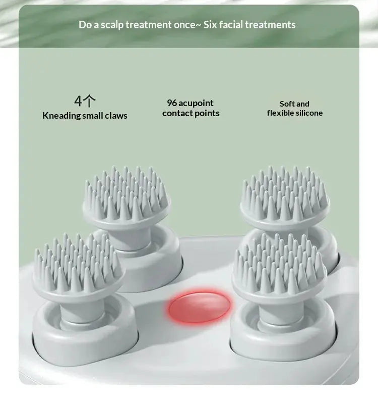 Simples Market Deep Scalp Massager with four silicone kneading heads and red indicator light, portable electric massager