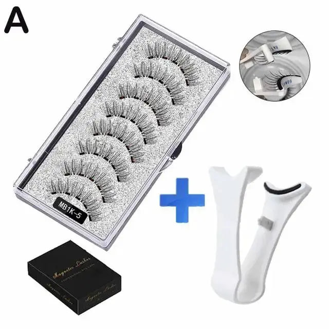 3D Natural Magnetic Eyelashes Set With Five Magnetic Lashes Reusable Handmade False Eyelashes Shipping Box