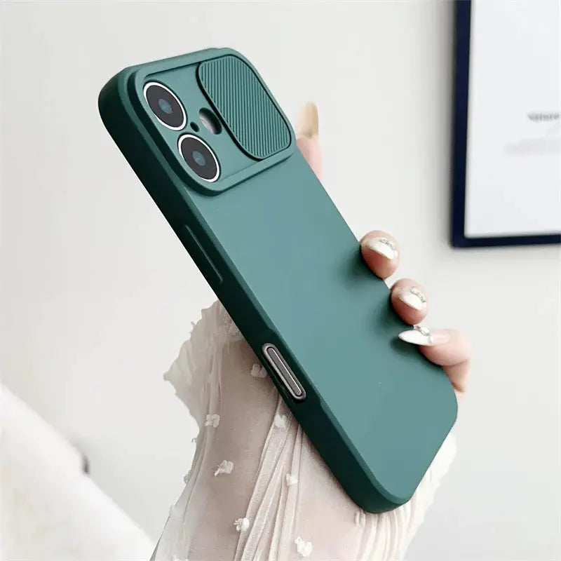 SlideGuard Silicone Case With Sliding Lens Shield For iPhone 7 To 16 Pro X XS XR Max 8 SE Camera Lens Protection