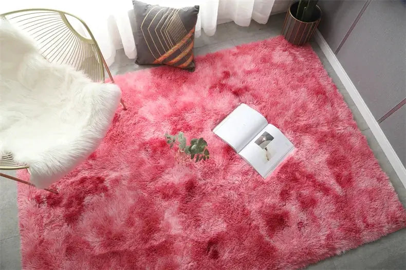 Simples Market fluffy pink shag area rug for living room, ultra-soft plush