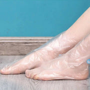 100 Pcs Disposable Foot Mask Covers Transparent Waterproof Plastic for Paraffin Treatments and Foot Care