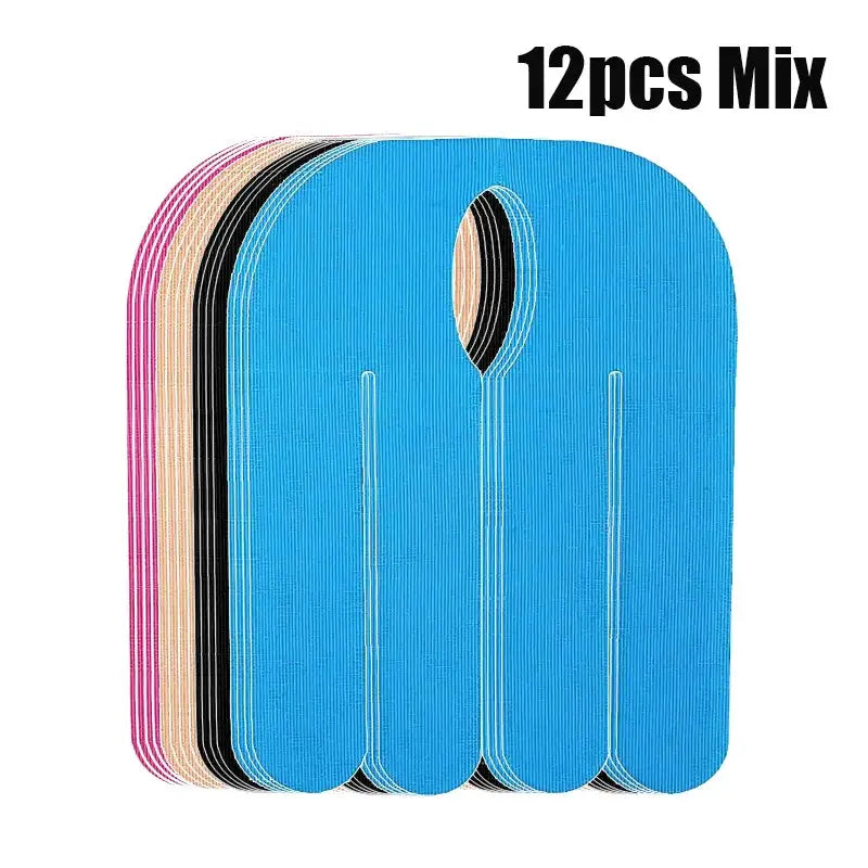 12pc kinesiology tape set with precut wrist strips in assorted colors; breathable latex-free athletic tape