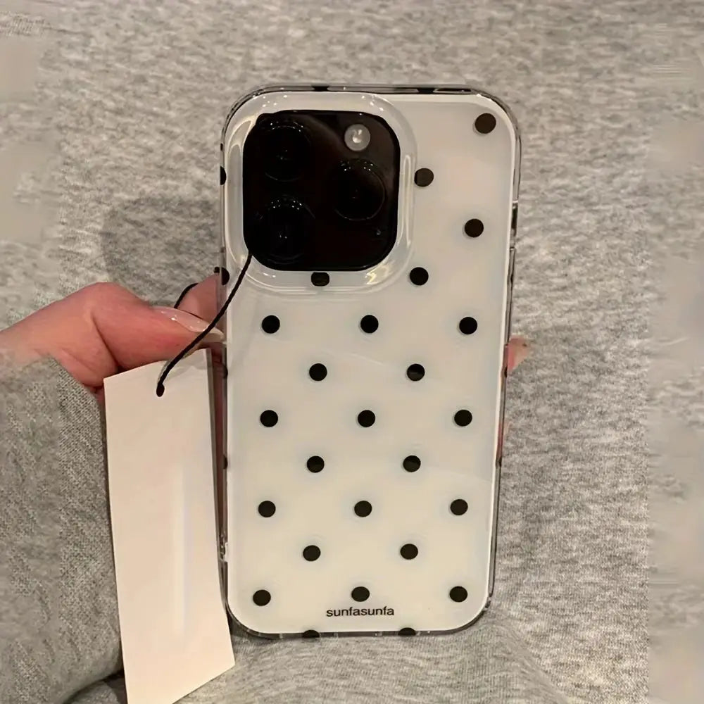 PolkaGuard Minimalist Polka Dot Case For iPhone 11 Through 17 Shockproof Silicone Back Cover