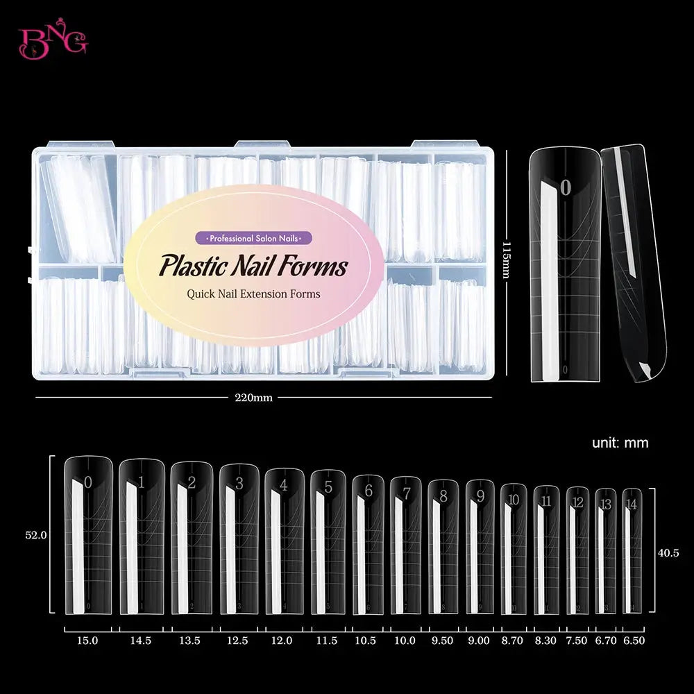 Wide Size Dual Form Nail Molds For Quick Build UV Gel Extensions Square Coffin Almond Shapes