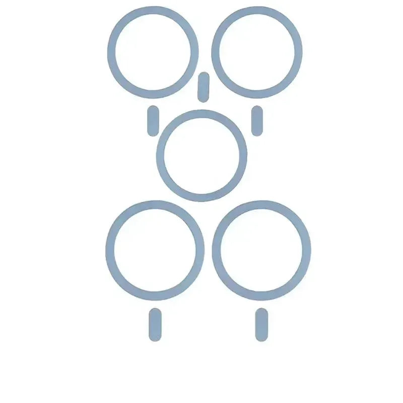 Five blue metal plate sticker rings for MagSafe wireless charging and magnetic car mounts