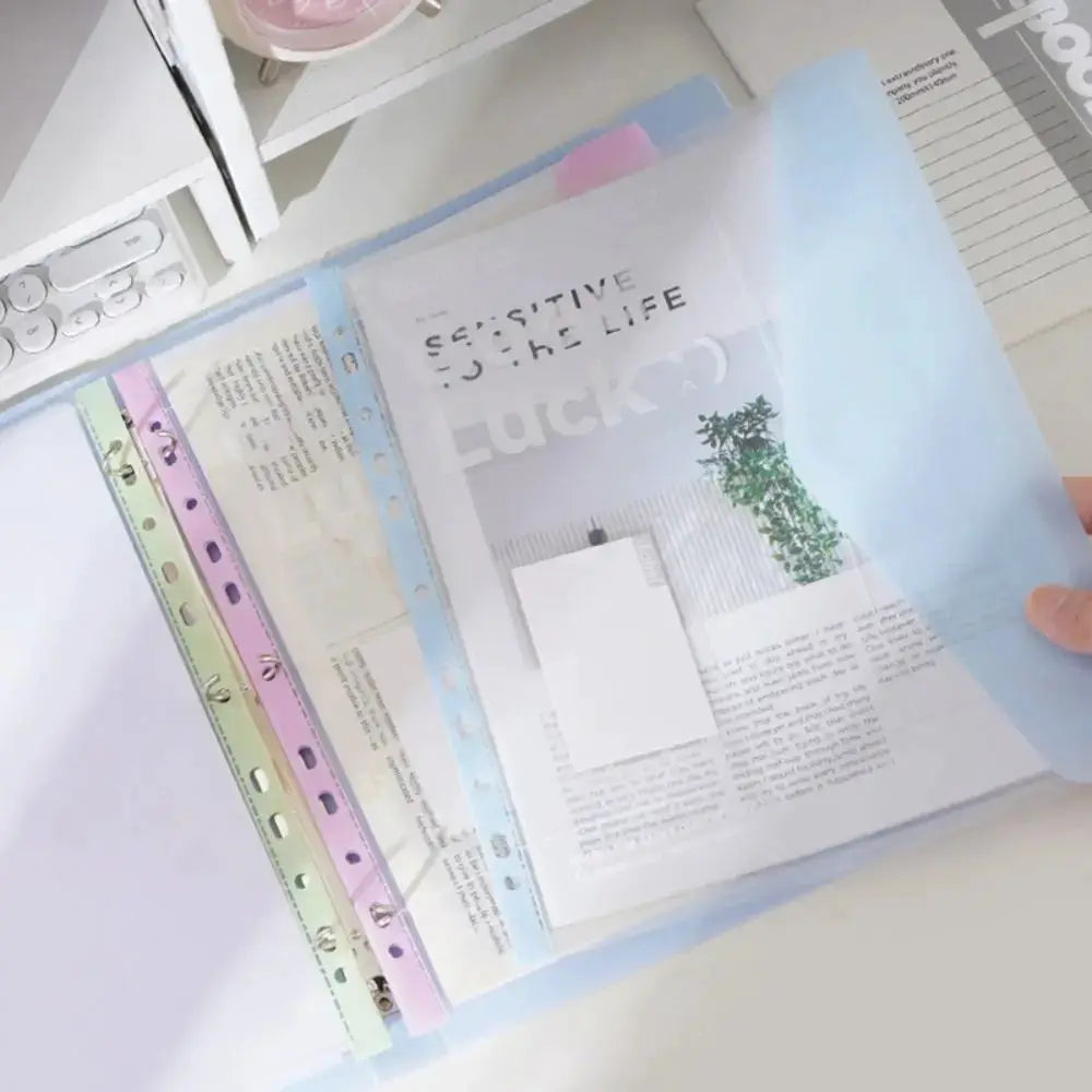 Simples Market INS Style transparent A4 file folder with detachable data book and pastel binder dividers