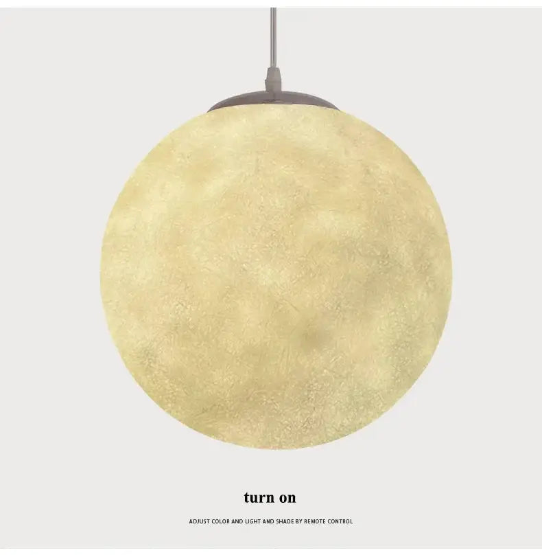 Nordic Moon LED Pendant Light by Simples Market, warm textured round globe lamp for living room and dining.