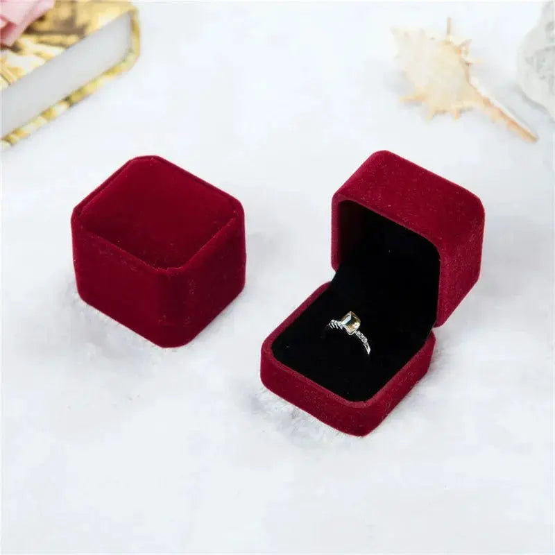 Rounded Flannelette Ring Box Flocking Jewelry Storage Organizer for Studs Badges Soft Jewelry Box for Ring Protection
