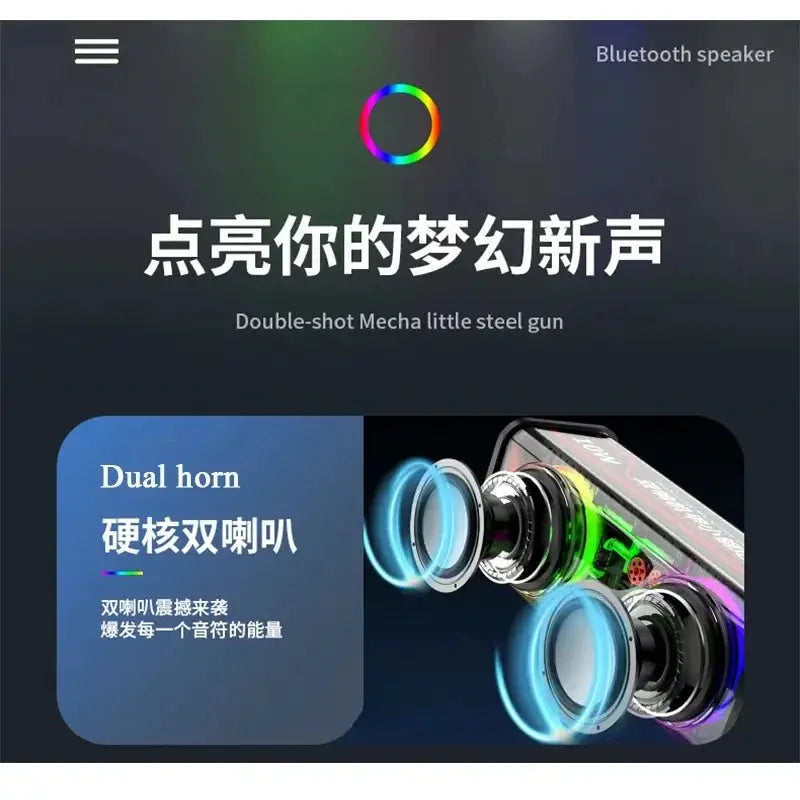 V8 Transparent Mecha Speakers by Simples Market; Bluetooth 5.0 wireless with RGB lighting