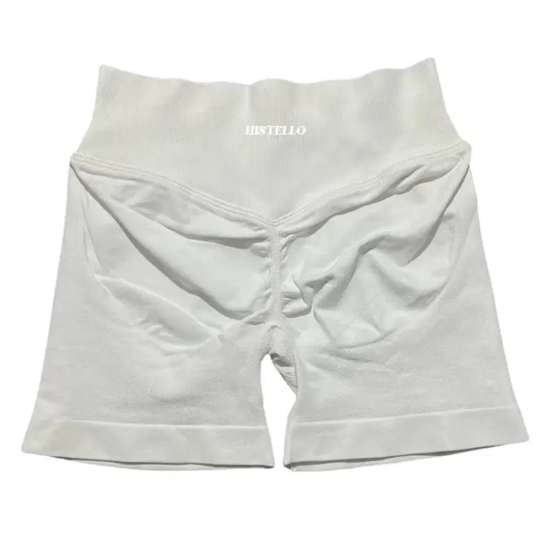 HISTELLO women's white low-waist seamless sports shorts