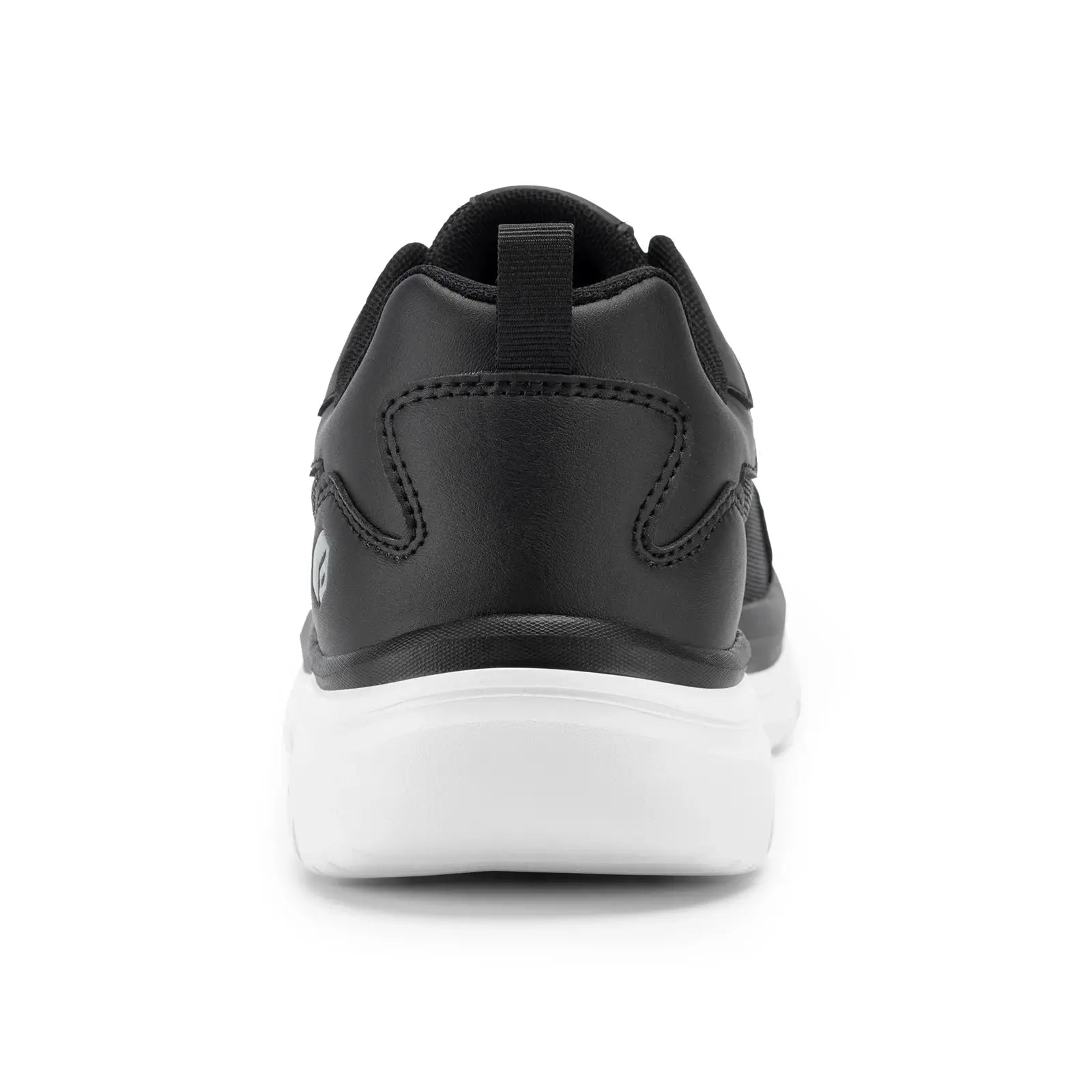 FitVille men's walking shoes, black upper with white sole, wide width.