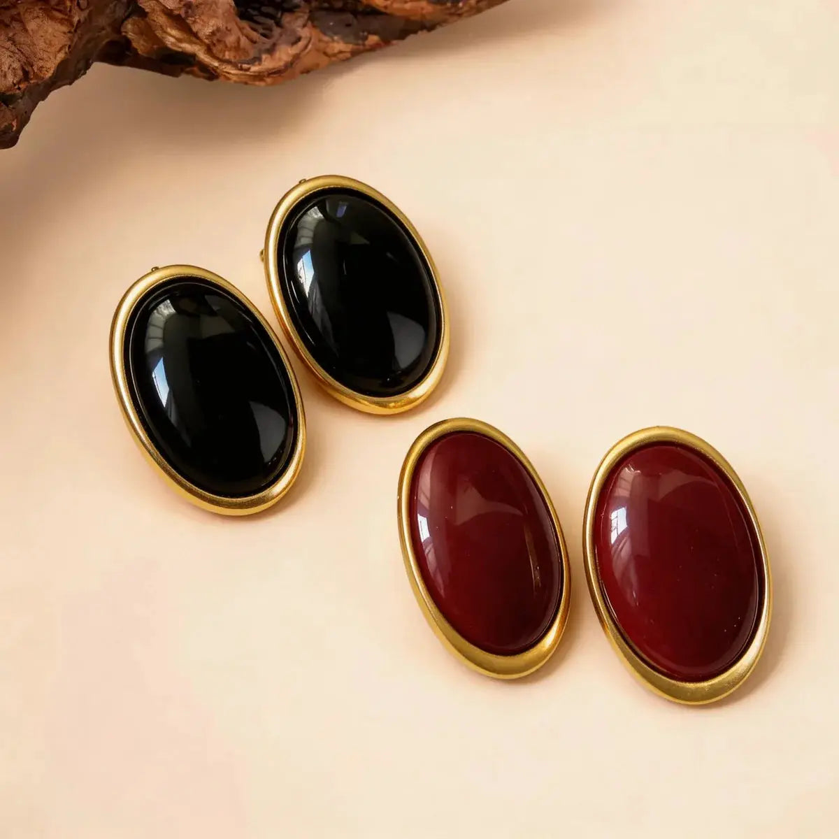 Large Vintage Oval Resin Stud Earrings For Women Glossy Statement Jewelry Rock Chic Party Daily M1