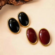 Large Vintage Oval Resin Stud Earrings For Women Glossy Statement Jewelry Rock Chic Party Daily M1