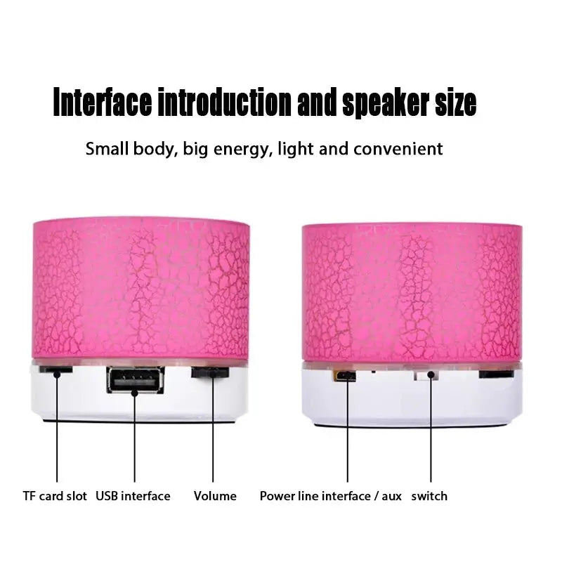 Mini Portable Wireless Bluetooth Speaker With LED Lights Crack Appearance Design Hands Free Hi Fi Audio