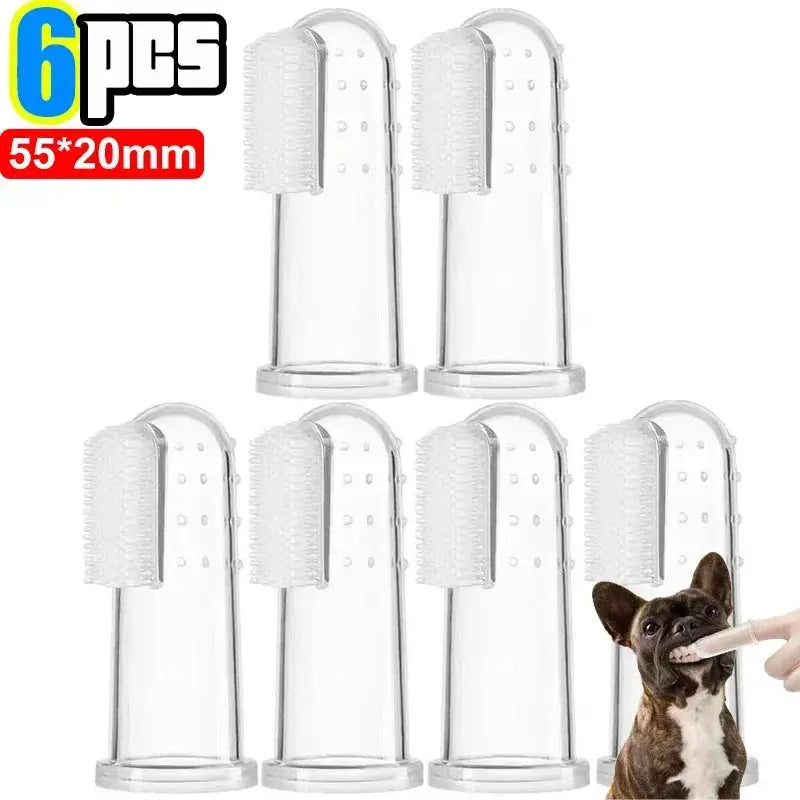Soft Silicone Finger Cuff Pet Toothbrush for Dogs and Cats Gentle Teeth Cleaning for Bad Breath and Tartar Control