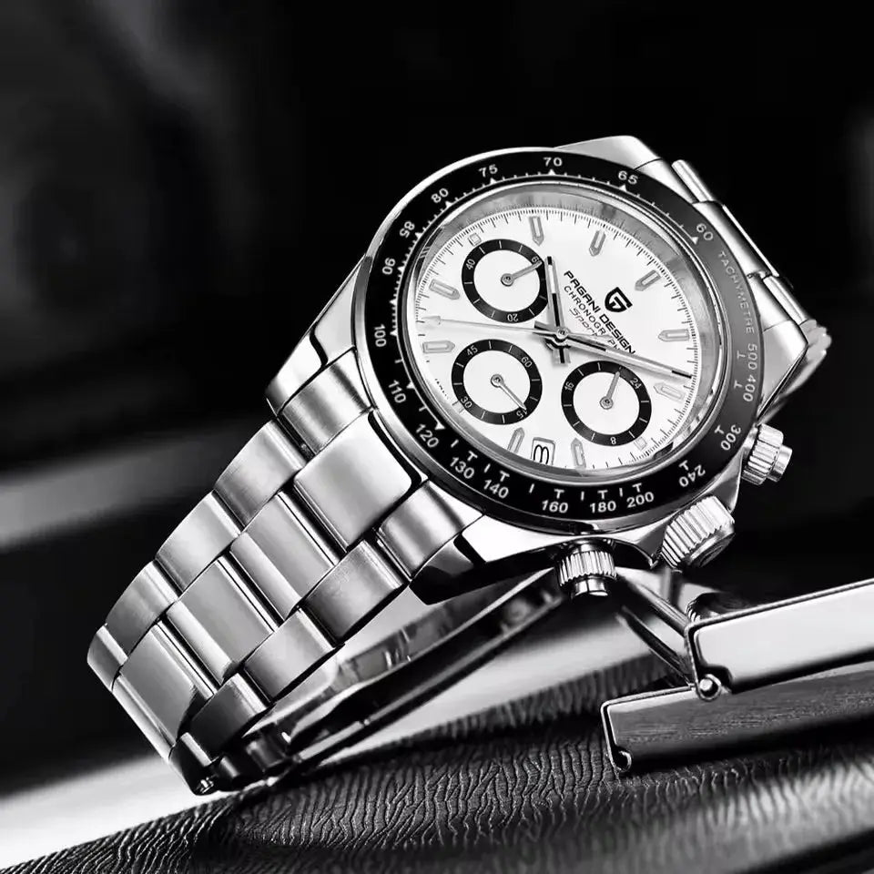 Pagani Design V2 40mm Classic Business Quartz Watch with Multi Time Zone Chronograph Sapphire Crystal for Men