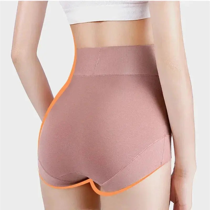 60S cotton panties by Simples Market, pink high-rise shaping briefs with orange trim