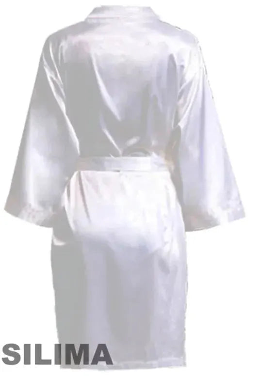 BridalGlow Team Bride Satin Kimono Robe for Weddings Black Lettering Bridesmaid Pajama Bathrobe