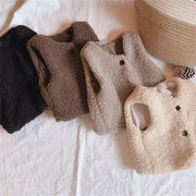 Autumn Winter Baby Lamb Wool Velvet Waistcoat For Girls And Boys Plush Vest Single Breasted V Neck Warm Coat