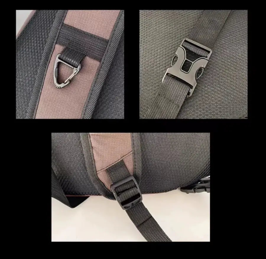 New Y2k portable light nylon crossbody bag with gray-pink panels and adjustable strap