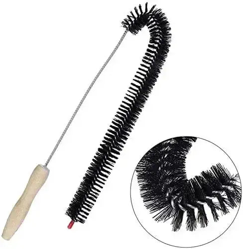 Simples Market flexible long pipeline cleaning brush with wooden handle and black bristles, multipurpose lint remover