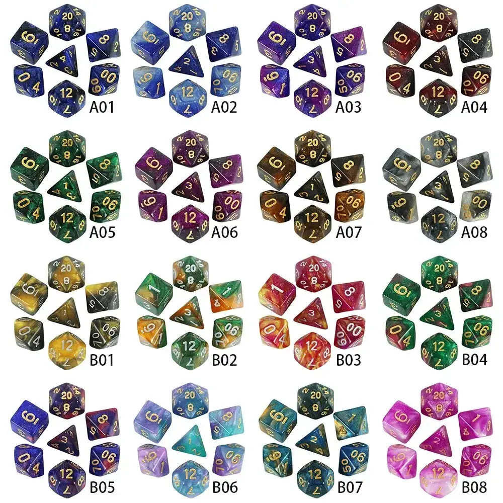 Galaxy Theme Polyhedral Dice Set For DnD With Cosmic Colorful Universe Effect Ideal For Adventurers