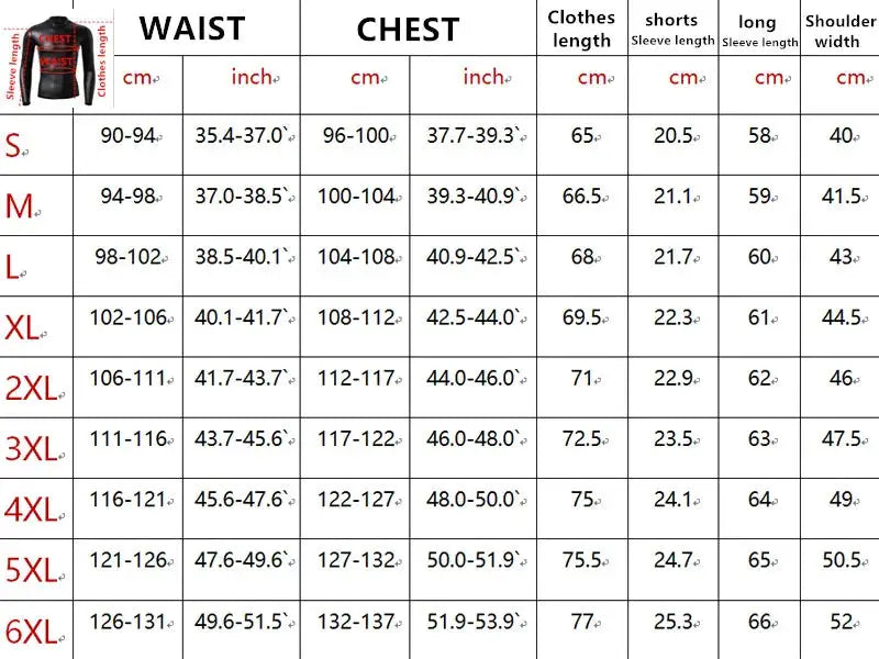 Men's leather stand-collar long-sleeve T-shirt size chart showing waist and chest ranges from S to 6XL.