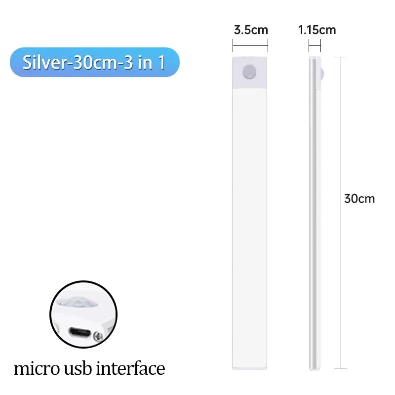 LumaLux USB Rechargeable Motion Sensor LED Cabinet Light With Three Color Temperatures Auto On Motion Activation