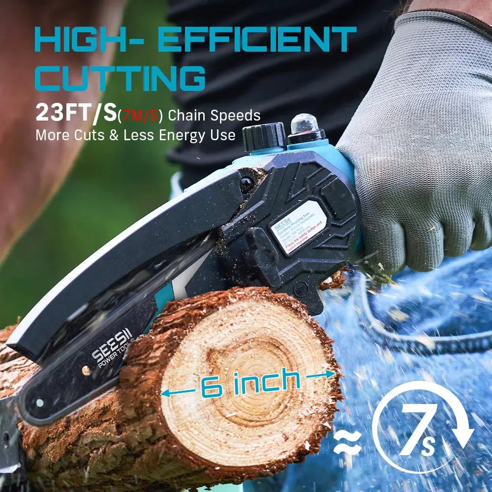 SEESII 6 Inch Cordless Mini Chainsaw 15.2 Cm Electric Saw Rechargeable Garden Pruning Tool for Makita 18V Battery