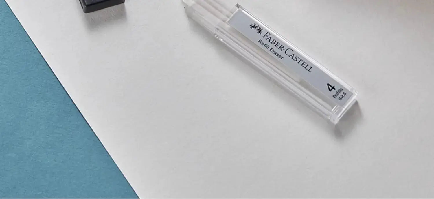 Faber-Castell Precision Tip Pen-Style Eraser refill pack; transparent case, 4 refills