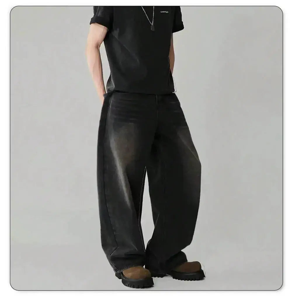 Four Season men's baggy wide-leg jeans in black by Simples Market