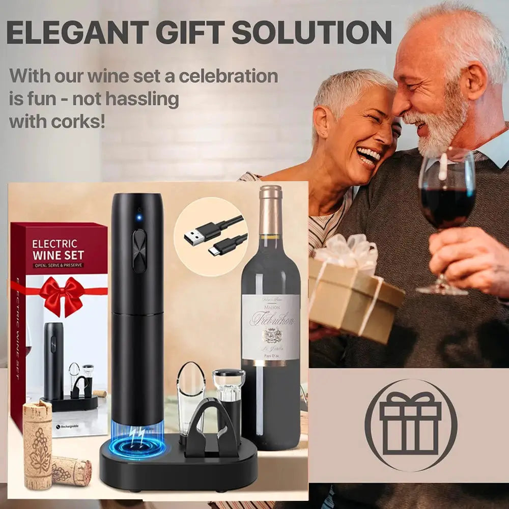 Electric Wine Bottle Opener Automatic Corkscrew Rechargeable With Charging Base For Red Wine Kitchen Accessories