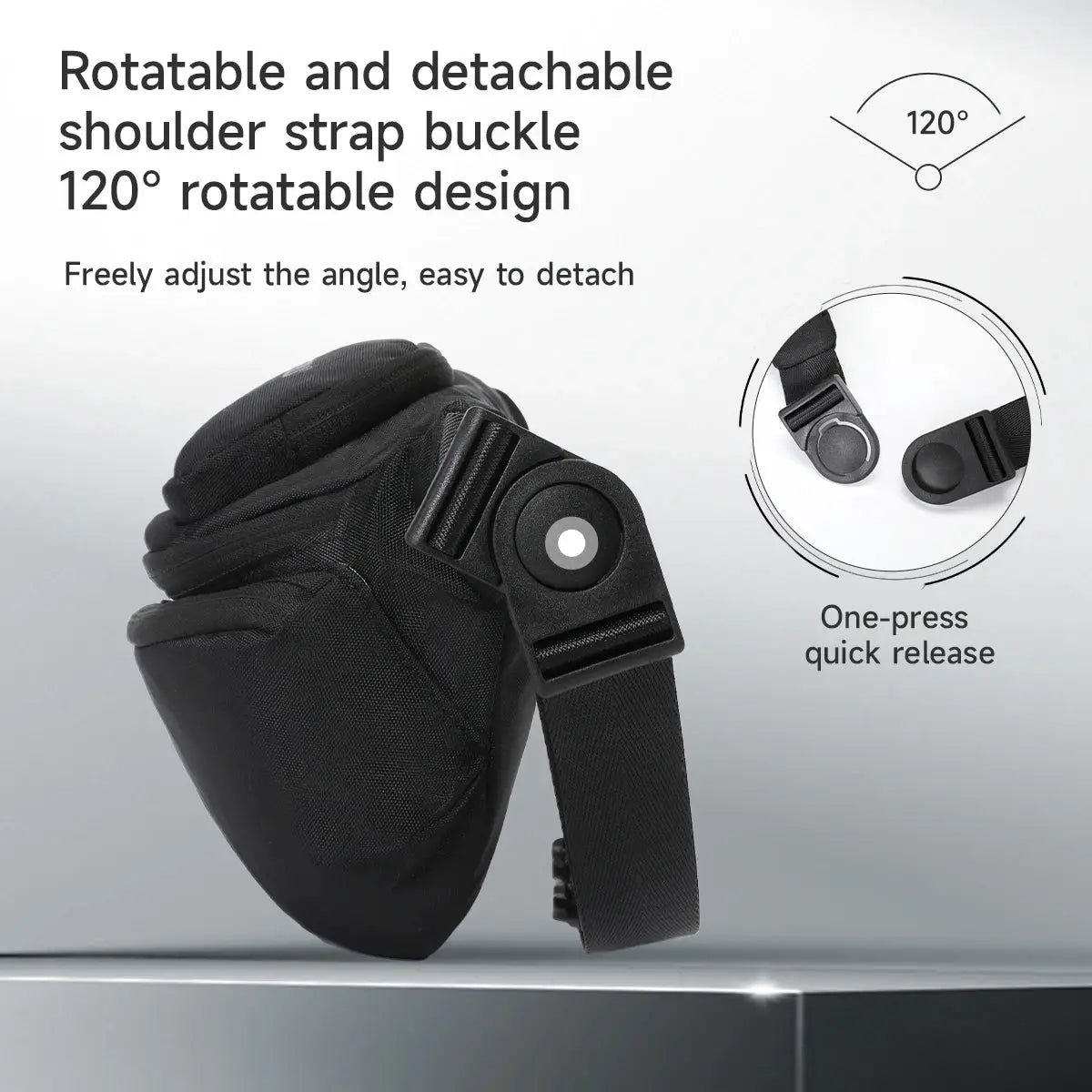 Tigernu black chest bag with adjustable shoulder strap and quick-release buckle
