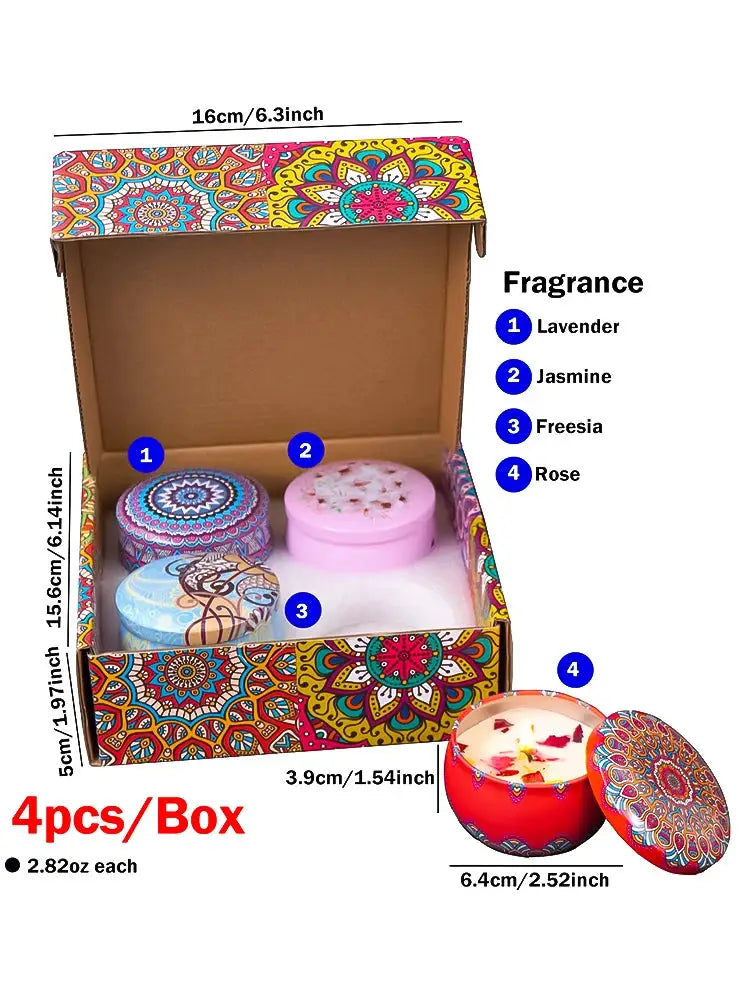 4 Piece Scented Candle Set Gift Islamic Arabian Patterns Smokeless Jar Candles For Couples Romantic Home Decor