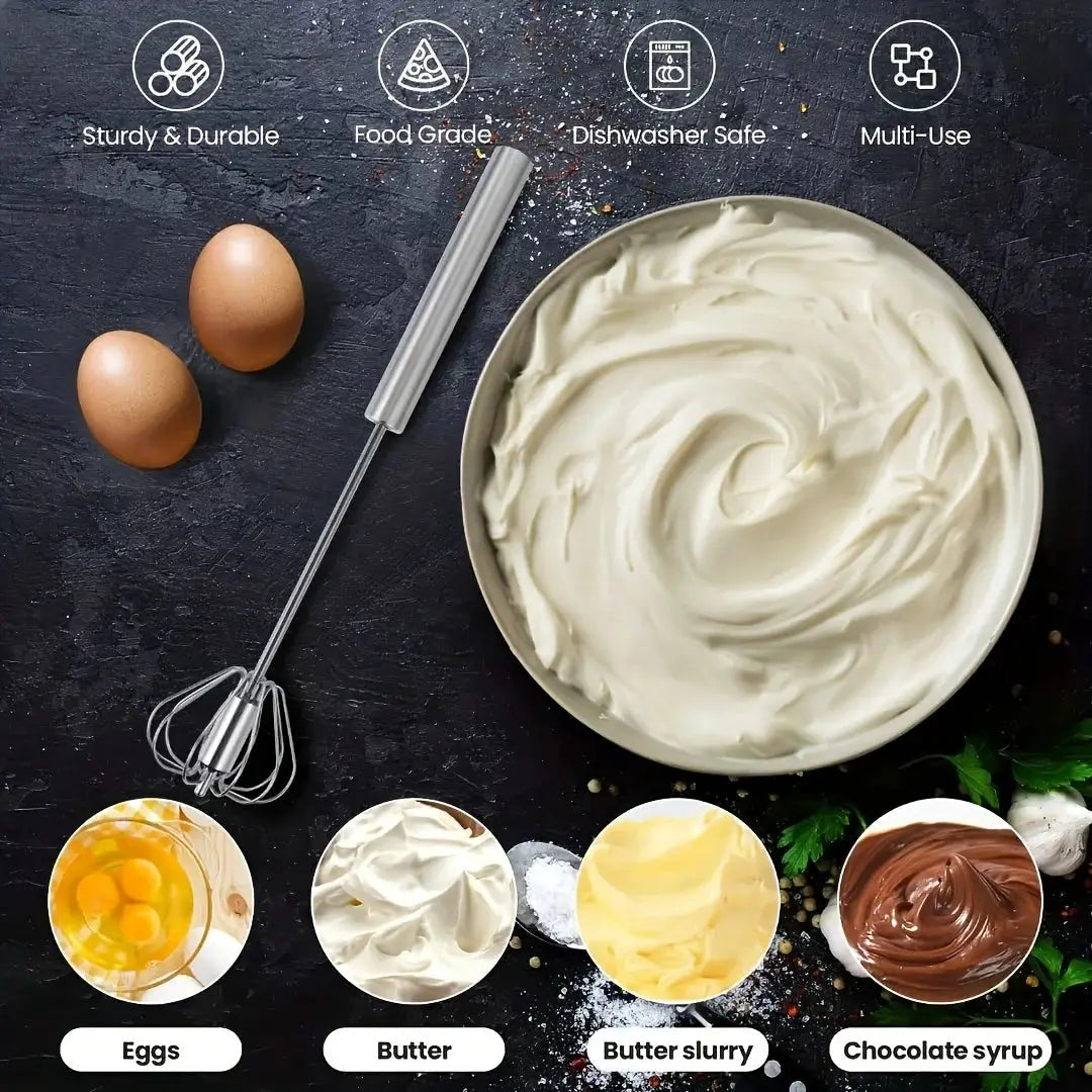 Stainless Steel Egg Beater Semi Automatic Kitchen Mixer For Effortless Egg Beating And Cream Mixing
