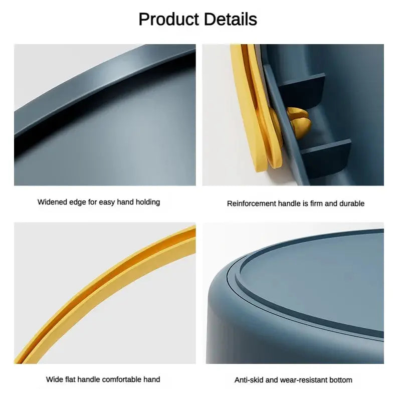 Folding portable bucket with cover, 5/10/17L by Simples Market; blue silicone, reinforced yellow handle, anti-skid bottom