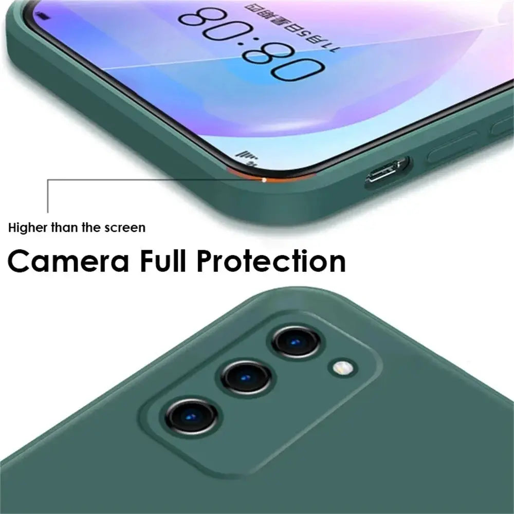 Simples Market luxury liquid silicone phone case in green for Samsung Galaxy phones with camera full protection