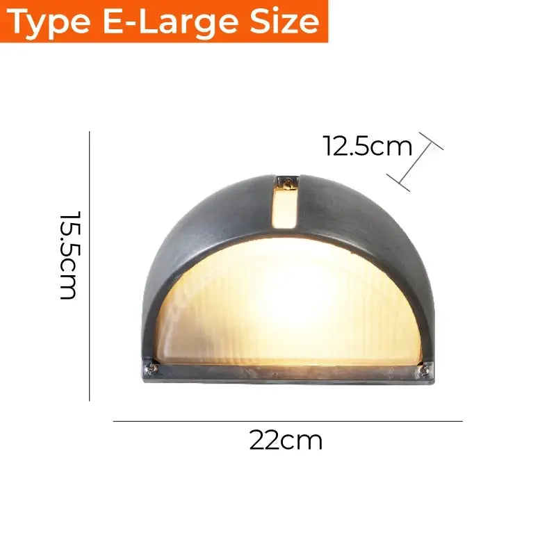 Simples Market outdoor retro LED wall lamp, gray metal half-dome sconce with ribbed glass diffuser, IP65 waterproof