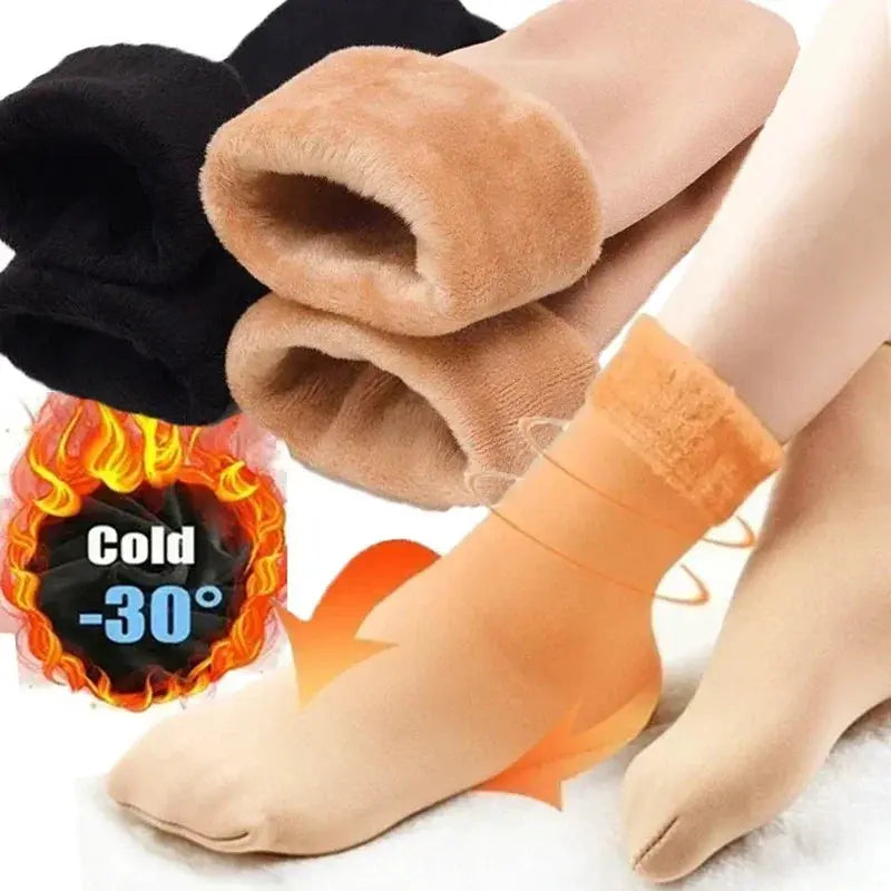 CozyNest Women Winter Thickened Short Socks Velvet Nylon Thermal Breathable Indoor Outdoor Cozy Warmth All Day Comfort