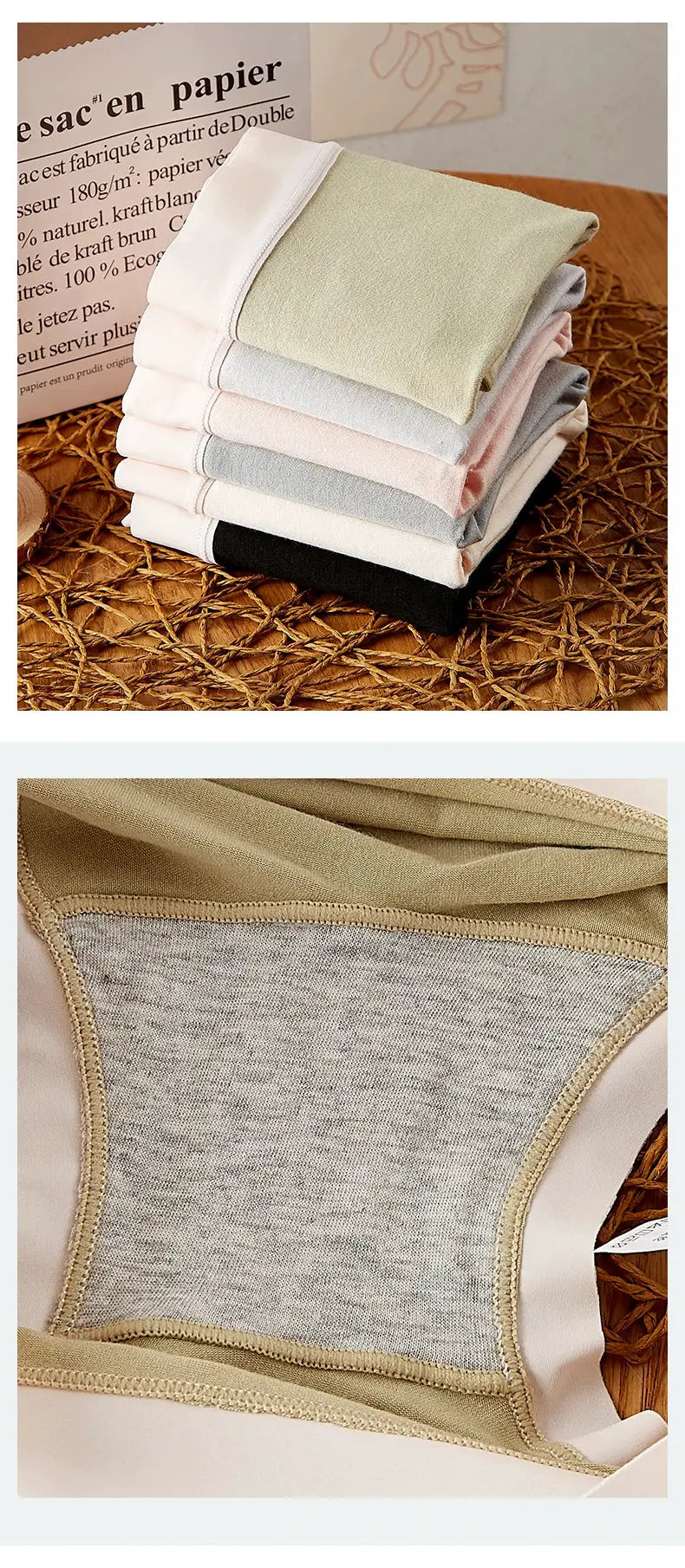 BANNIROU mid-rise seamless women's boyshort panties by Simples Market in assorted pastel colors with beige lining detail.