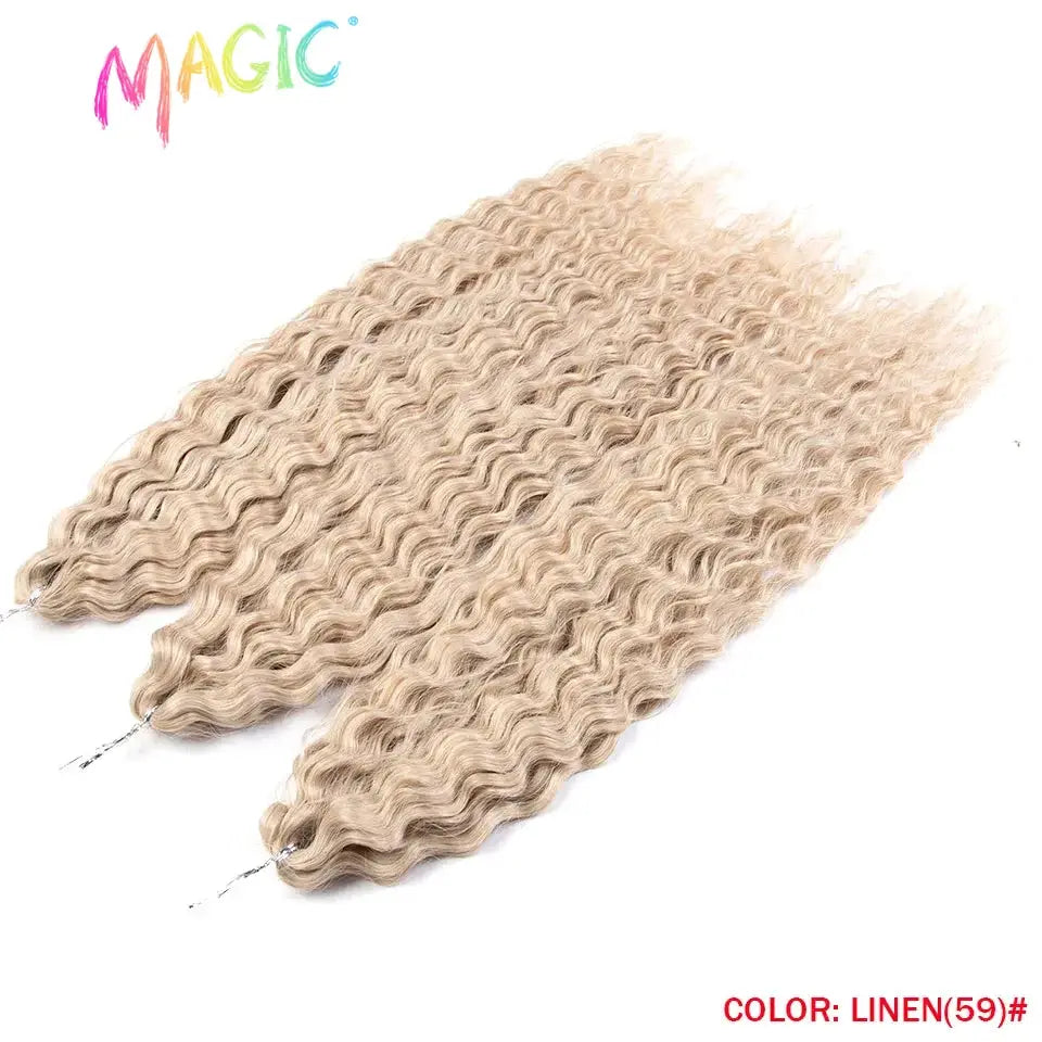 Magic Ariel Curl water-wave crochet hair, 3 bundles in linen, 22in synthetic braids by Simples Market