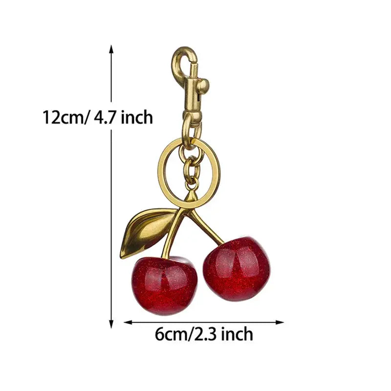 Crystal Cherry Charm Bag Pendant Keychain Lightweight High Grade Metal Accessory For Women