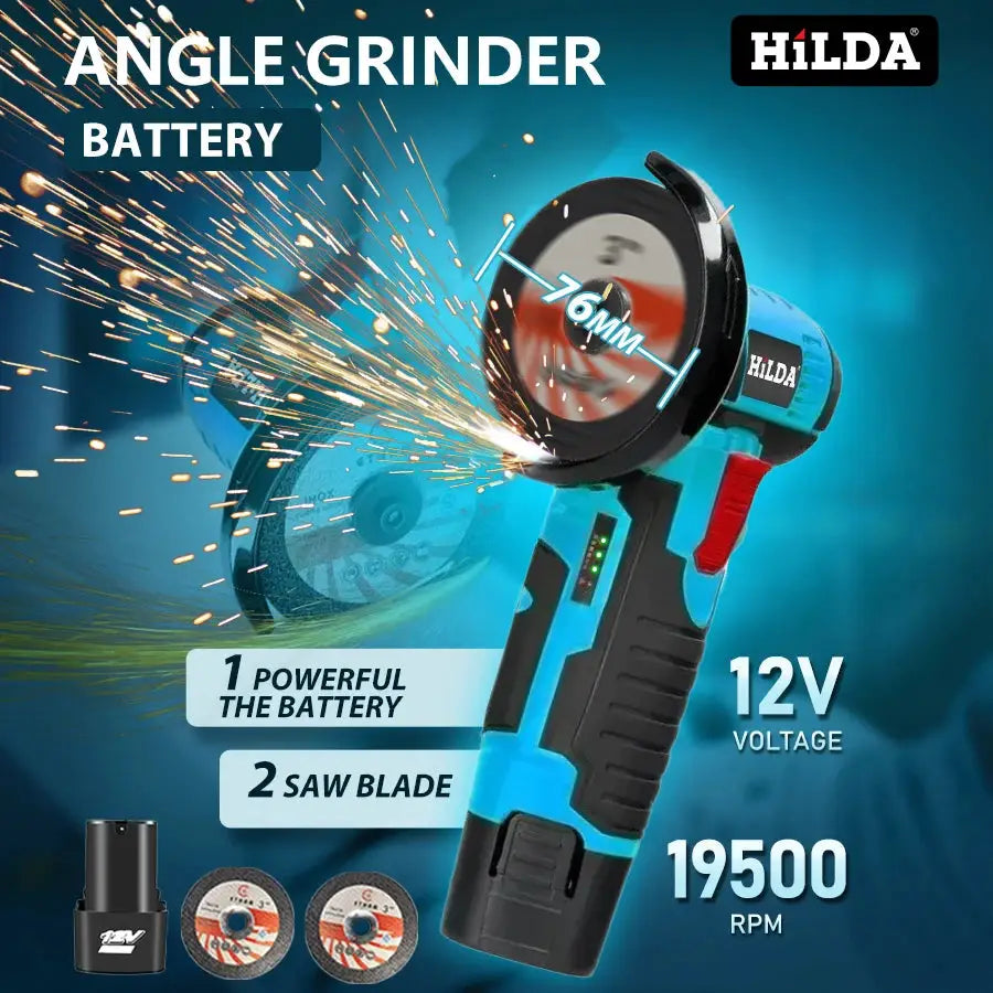 HiLDA 12V 3 Inch Lithium Electric Angle Grinder Portable Mini Handheld Cutting And Polishing Tool