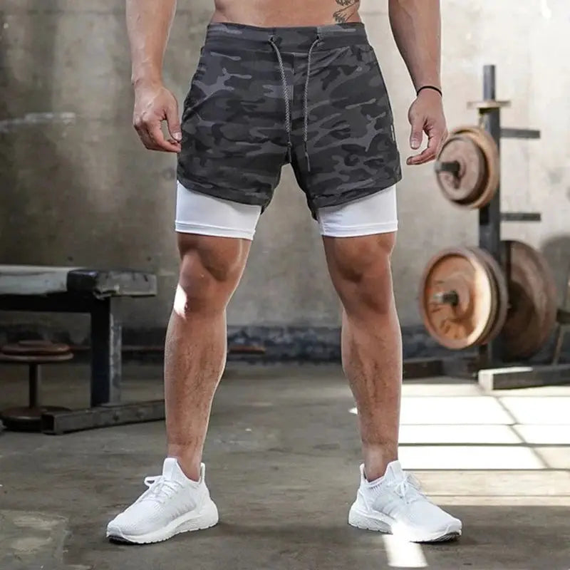 Camo 2 In 1 Running Shorts For Men Quick Dry Gym Fitness Shorts For Workout Training And Jogging