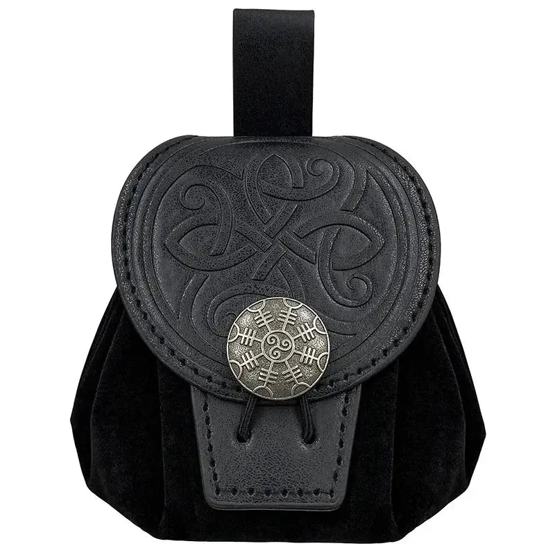 SteampunkForge Medieval Punk PU Leather Drawstring Fanny Pack For Men Cosplay Waist Bag