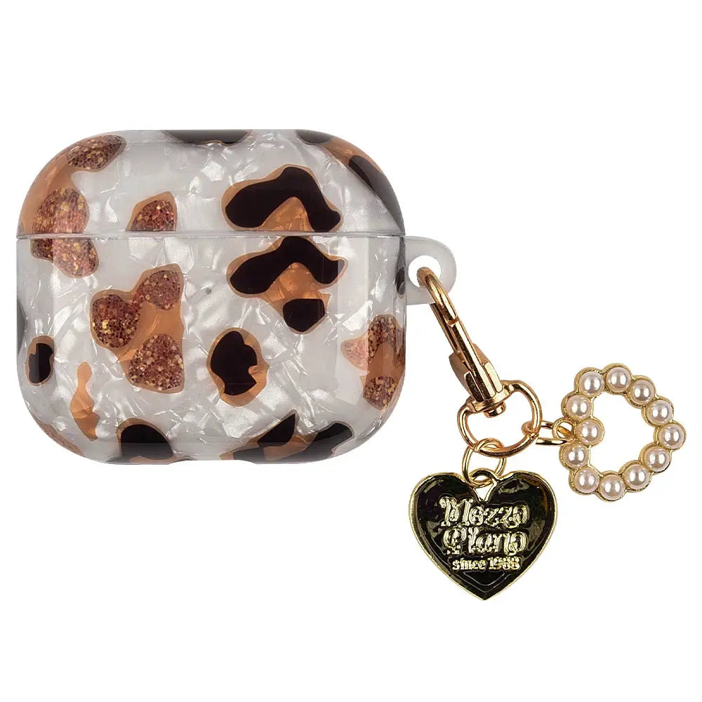 Leopard Girl AirPods Pro Case USB C 1 2 3 4 Soft Silicone Shockproof Cover With Pearl Shell Keychain