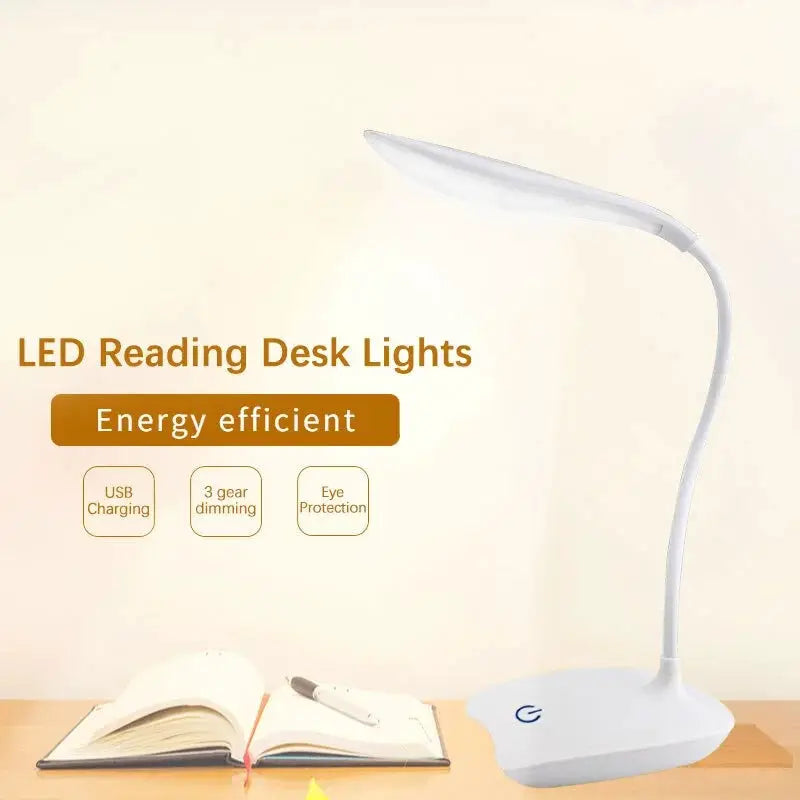LuminaTech LED Desk Lamp USB Rechargeable Eye Protection Adjustable Brightness Desktop Light For Reading And Study